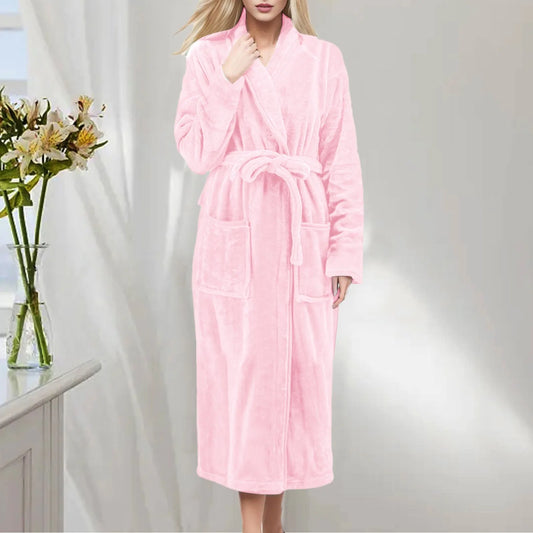 Autumn Winter Super Long Warm Flannel Bathing Robes For Women Cotton Cloth Robes For Women Plus Size Bathrobe Women's Robes